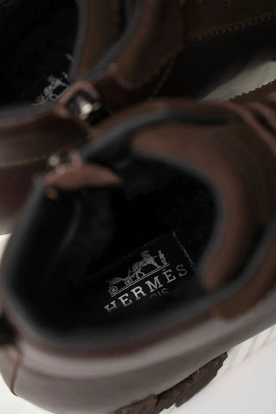 Кроссовки с мехом Hermes Bouncing high-top - Brown