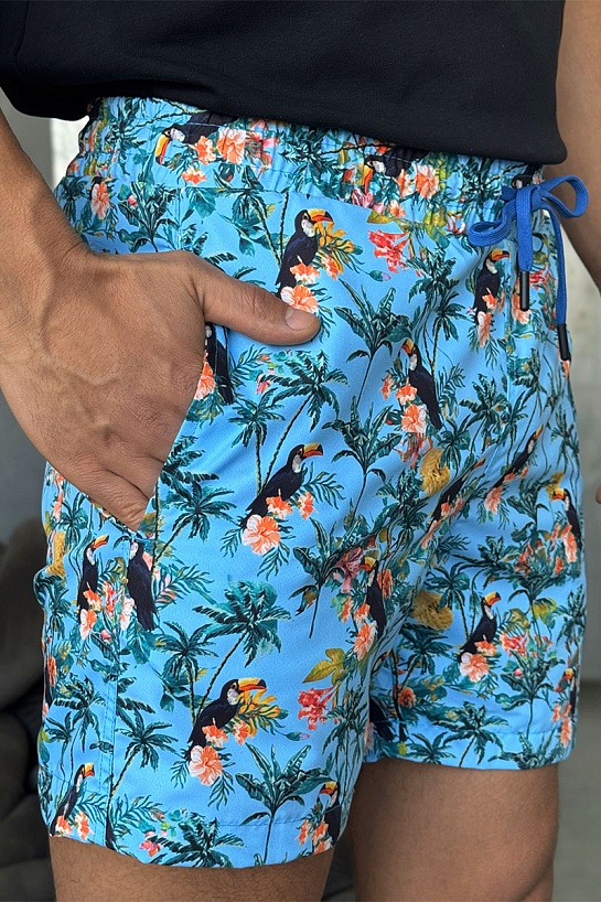 Мужские голубые шорты Etro floral-pattern