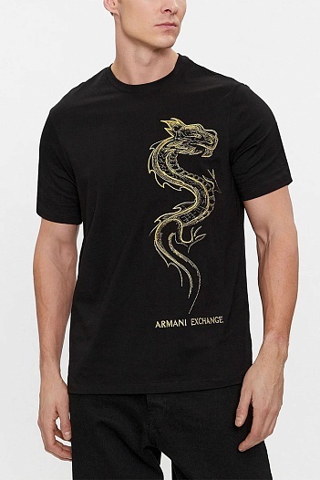 Мужская чёрная футболка Armani Exchange   