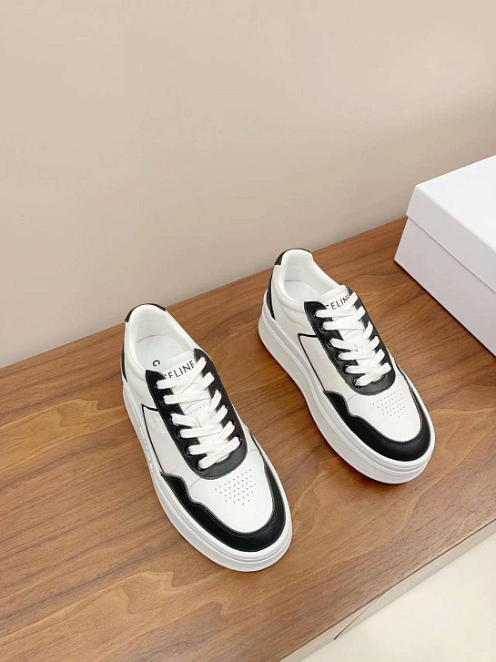 Женские кожаные кроссовки на платформе Celine