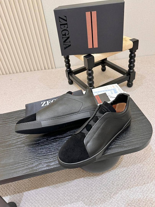 Мужские кроссовки Ermenegildo Zegna Triple Stitch - Black