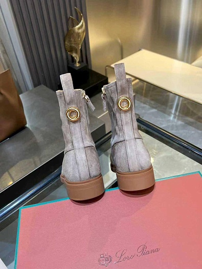 Женские замшевые сапоги Loro Piana premium - Grey   