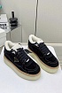 Женские замшевые кроссовки с мехом Prada premium - Black