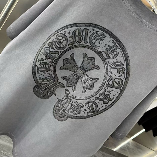 Серая оверсайз футболка Chrome Hearts Premium   
