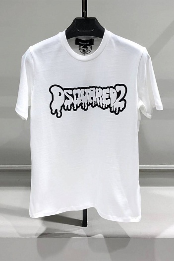 Мужская белая футболка Dsquared2 logo-print   