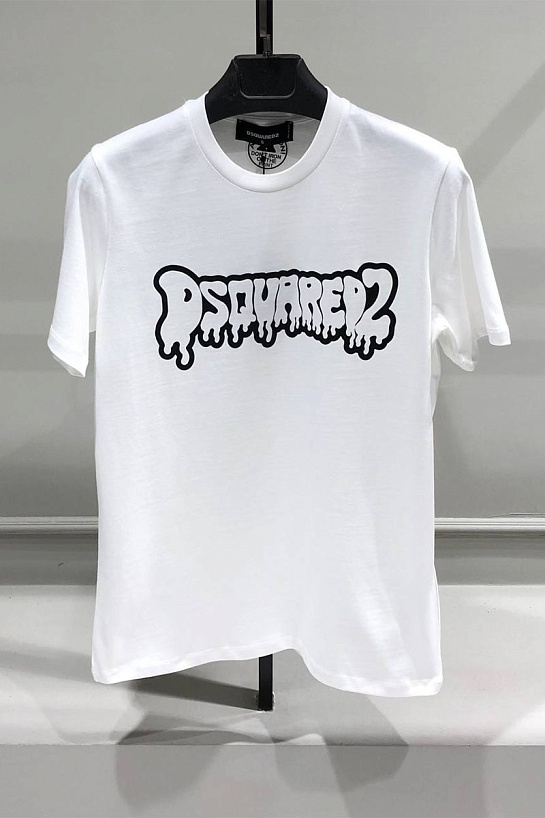 Мужская белая футболка Dsquared2 logo-print