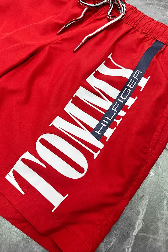 Мужские красные шорты Tommy Hilfiger logo-print