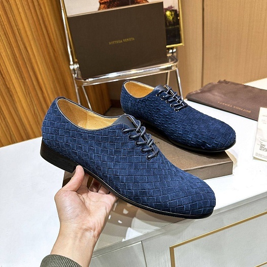 Мужские замшевые ботинки Bottega Veneta Intrecciato - Navy   