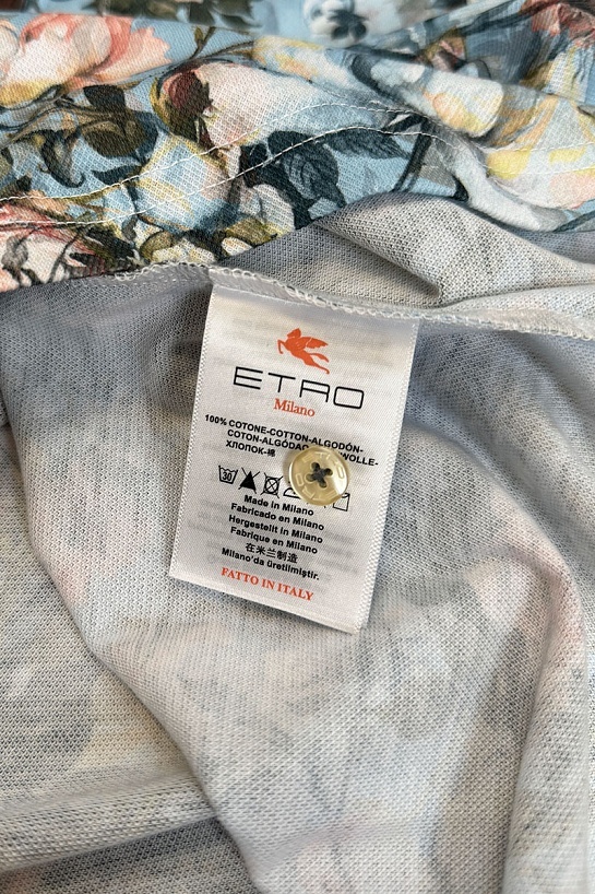 Мужское поло Etro "Floral" - Blue / Pink