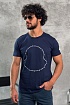 Тёмно-синяя брендовая футболка Moncler Logo Outline