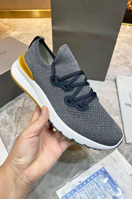 Текстильные кроссовки Brunello Cucinelli цвета антрацит