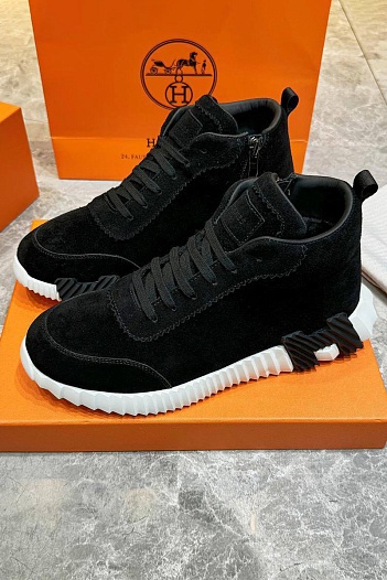 Кроссовки с мехом Hermes Bouncing high-top - Black / White   