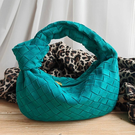 Женская замшевая сумка  Bottega Veneta Jodie Teen Intrecciato 23x14 см (4 расцветки)   