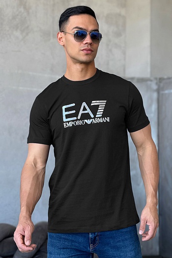 Мужская чёрная футболка Emporio Armani 7   