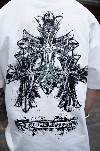 Белая оверсайз футболка Chrome Hearts Premium   
