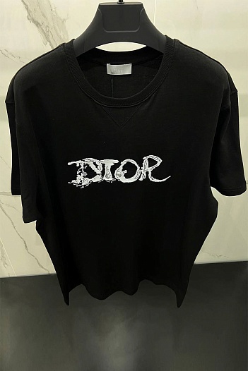 Мужская оверсайз футболка Dior чёрного цвета   