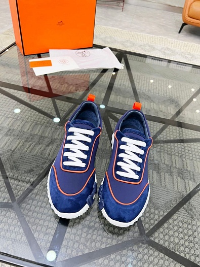 Мужские замшевые кроссовки Hermes Bouncing - Blue   