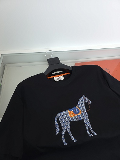 Мужская чёрная футболка Hermes premium   