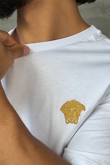 Белая оверсайз футболка Versace Medusa Head patch   