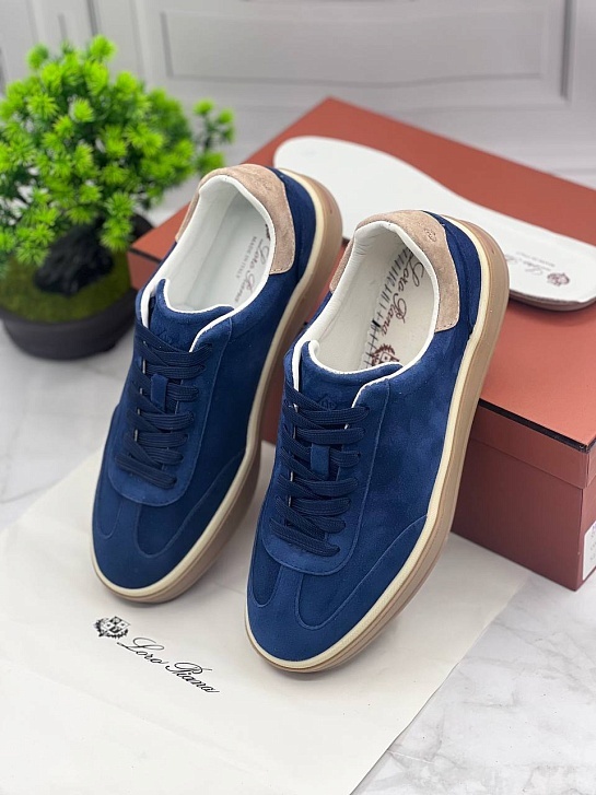 Замшевые кроссовки Loro Piana Tennis Walk - Navy