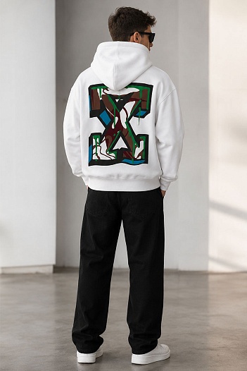 Мужское белое худи Off-White Arrows logo-print   