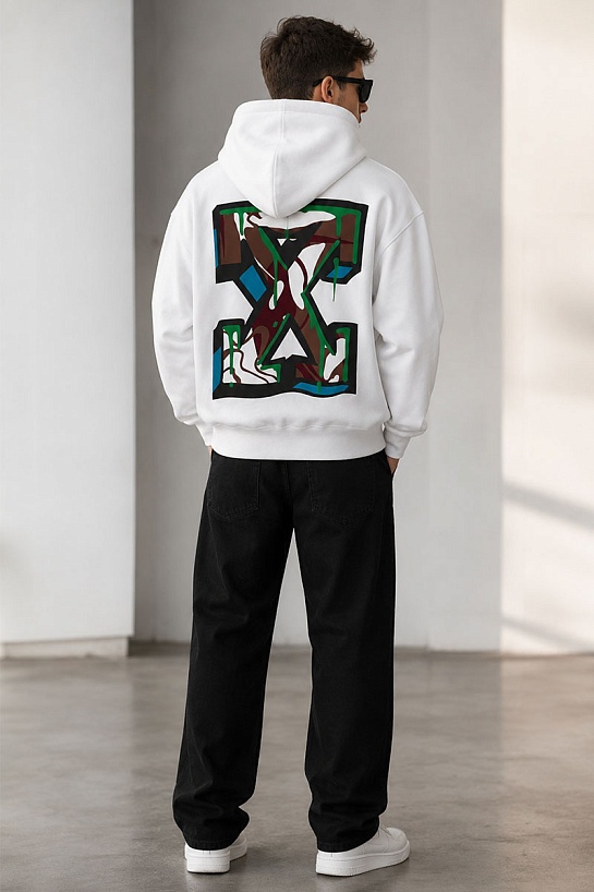 Мужское белое худи Off-White Arrows logo-print