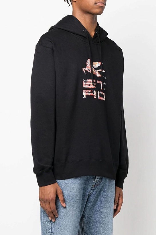 Чёрное оверсайз худи Etro Pegaso logo-print