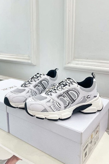 Женские кроссовки Dior Chrono Premium - White / Grey   