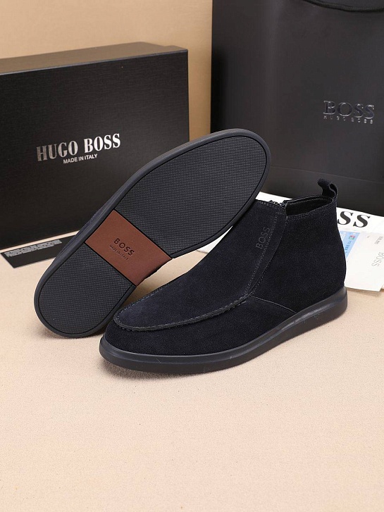 Замшевые лоферы с мехом Hugo Boss high-top - Navy