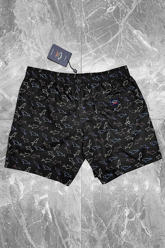 Мужские чёрные шорты Paul & Shark shark-print