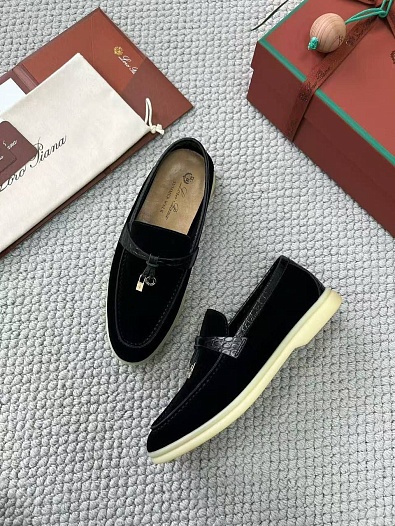 Женские лоферы Loro Piana Summer Charms Walk premium - Black   