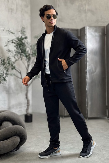 Чёрная кофта на молнии Brioni B-еmbroidery   