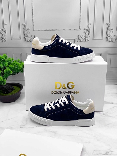 Замшевые кроссовки Dolce & Gabbana Portofino - Blue / White   