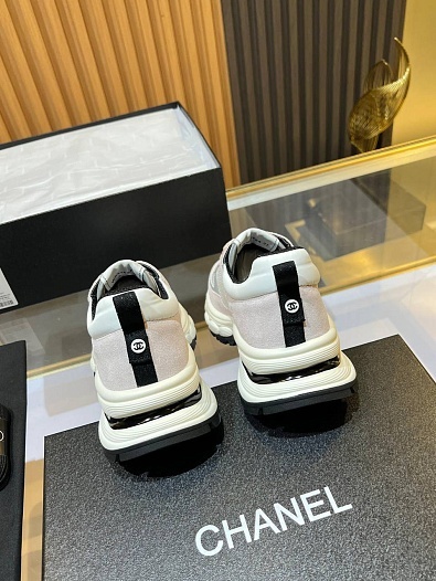 Женские кожаные кроссовки Chanel Premium - Pink / White   