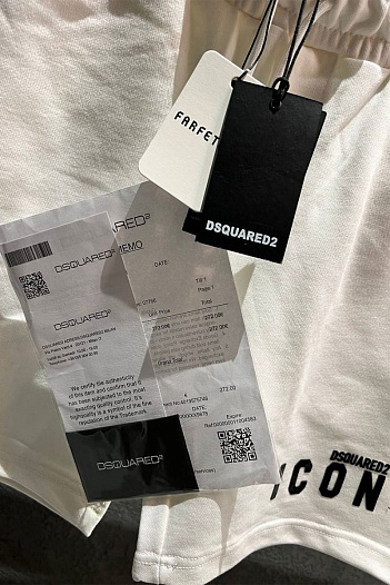 Мужские белые шорты Dsquared2 ICON-logo   
