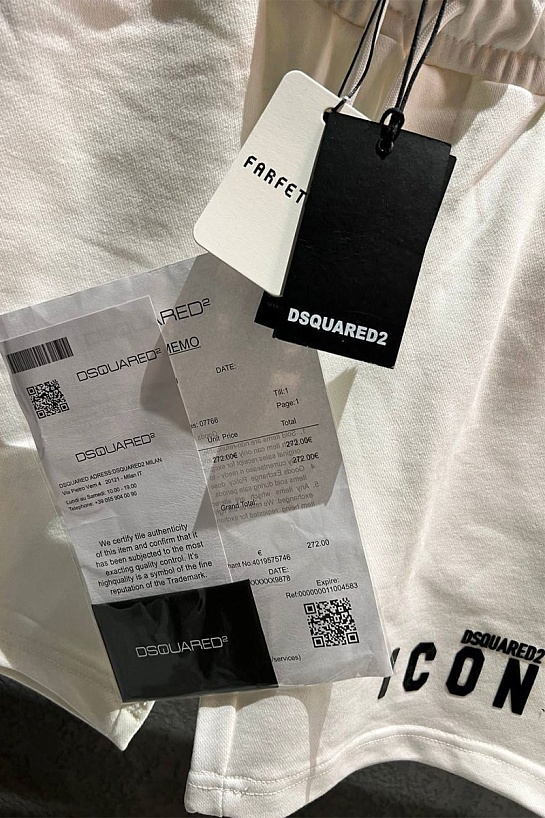 Мужские белые шорты Dsquared2 ICON-logo