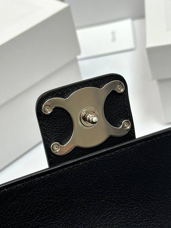 Женская сумка Celine Victorire Medium Premium 21x12x7 см - Black / Silver