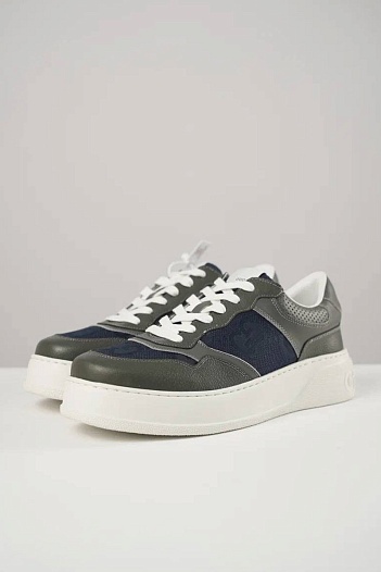 Комбинированные кроссовки Gucci Interlocking G - Grey / Blue   