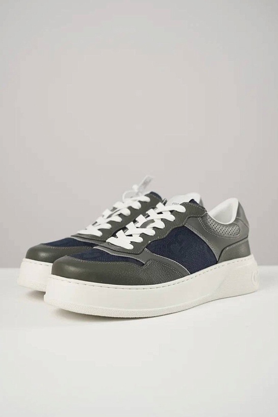 Комбинированные кроссовки Gucci Interlocking G - Grey / Blue