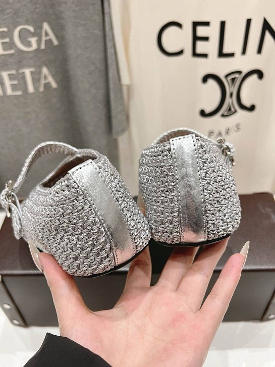 Женские плетёные балетки ALaia Premium - Grey