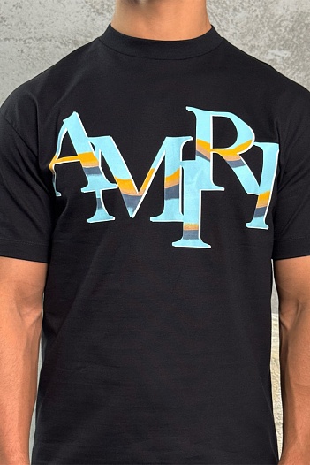Футболка чёрного цвета Amiri staggered logo   