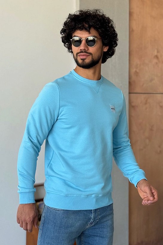 Свитшот голубого цвета Hugo Boss Westart logo-patch