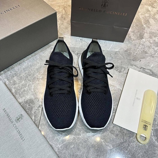 Текстильные кроссовки Brunello Cucinelli тёмно-синего цвета