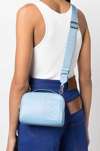Кожаная сумка Loewe Mini Camera Crossbody 18x14 см - Blue   