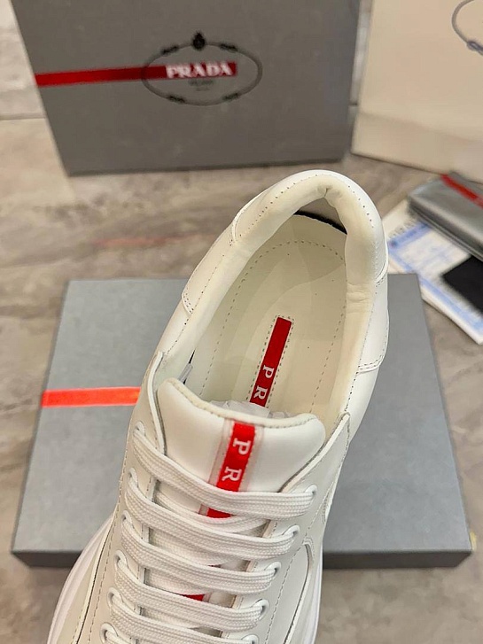 Кожаные кроссовки Prada America's Cup - White
