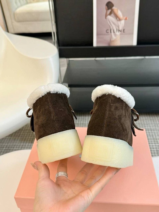 Женские замшевые лоферы с мехом MIU MIU premium