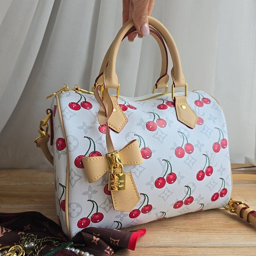 Кожаная сумка Louis Vuitton x Takashi Murakami Cherry Speedy 30x22 см   