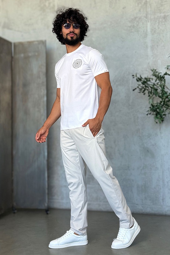 Мужские светло-бежевые брюки Zilli slim fit
