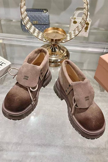Женские замшевые ботинки MIU MIU Premium - Brown   