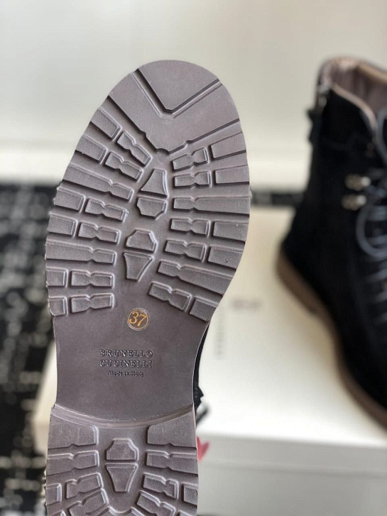 Женские замшевые ботинки Brunello Cucinelli Premium - Black